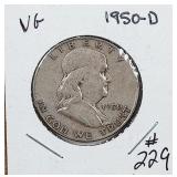 1950-D  Franklin Half Dollar   VG