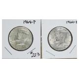 1964-P & 1964-D  Kennedy Half Dollars   AU