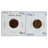 1926-D & 1026-S  Lincoln Cents  MS & VF
