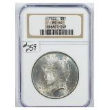 1922  Peace Dollar   NGC MS-64