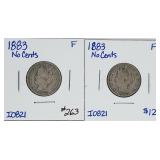 2  1883  "No cents"  Liberty Nickels   F