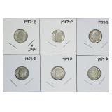 2-1957, 2-1958-D & 2-1959-D    Roosevelt Dimes