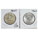 1964-P & 1964-D  Kennedy Half Dollars   AU