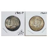 1964-P & 1964-D  Kennedy Half Dollars   AU