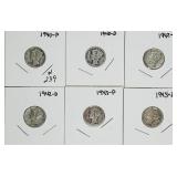 1940 P&D, 1942 P&D, 1943 P&D  Mercury Dimes
