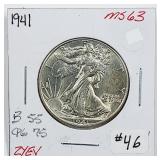 1941  Walking Liberty Half Dollar   MS-63