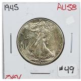 1945  Walking Liberty Half Dollar   AU-58