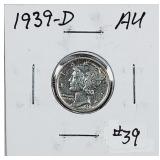 1939-D  Mercury Dime   AU