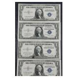 4  1935-E  $1 Silver Certificates  VF-XF