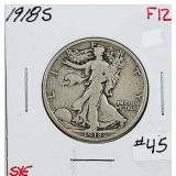 1918-S  Walking Liberty Half Dollar   F-12