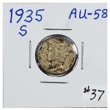 1935-S  Mercury Dime   AU-58