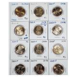 Lot of 12  Sacagawea Dollars  BU  2000 - 2008