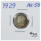 1929  Mercury Dime   AU-58