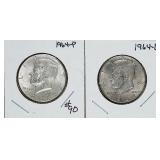 1964-P & 1964-D  Kennedy Half Dollars   AU