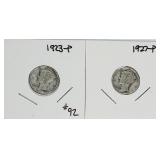 1923-P & 1927-P  Mercury Dimes