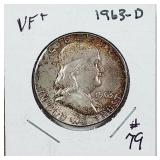 1963-D  Franklin Half Dollar   VF+ Tarnish