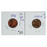 1938 & 1938-D  Lincoln Cents   MS-64