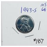 1943-S  Lincoln "Steel" Cent   MS-64