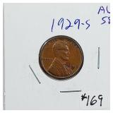 1929-S  Lincoln Cent   AU-58