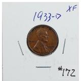 1933-D  Lincoln Cent   XF