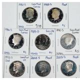 Lot of 8  Kennedy Half dollars  PF 1982-S - 2003-S