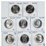 Lot of 8  Kennedy Half Dollars  BU  2004 - 2021-D