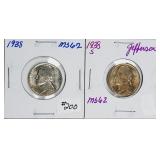 1938 & 1938-S  Jefferson Nickels   MS-62