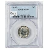 1945-S  Jefferson "War" Nickel   PCGS MS-66