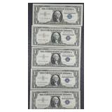5  1957-A  $1 Silver Certificates   AU+