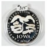 1976  Iowa  1.2 ounce .925 silver medal