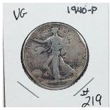 1940-P  Walking Liberty Half Dollar   VG