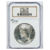 1922  Peace Dollar   NGC MS-64