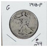 1918-P  Walking Liberty Half Dollar   G