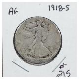 1918-S  Walking Liberty Half Dollar   AG