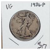 1936-P  Walking Liberty Half Dollar   VG
