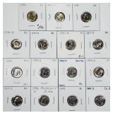 Lot of 15  Roosevelt Dimes  BU  1980-1999-D
