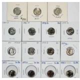 Lot of 15  Roosevelt Dimes  Unc  1965- 1978-D