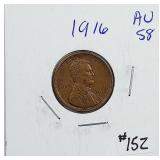 1916  Lincoln Cent   AU-58