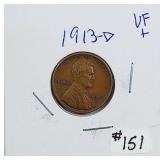 1913-D  Lincoln Cent   VF+