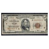 1929  $5 National Currency  "Chicago"   G