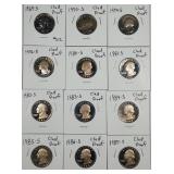 Lot of 12  Clad Proof  Washington Quarters