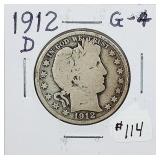 1912-D  Barber Half Dollar   G