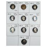 Lot of 10  Clad Proof  Qashington Quarters