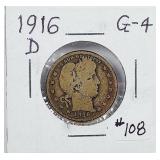 1916-D  Barber Quarter   G