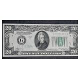 1934-A  $20 Federal Reserve Note  VF  GA Block