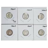 Lot 0f 6  1964-P  Roosevelt Dimes