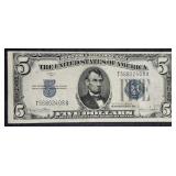 1934-D  $5 Silver Certificate  VF  TA Block