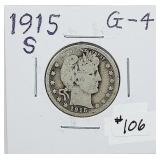 1915-S  Barber Quarter   G