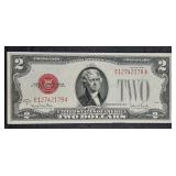 1928-G  $2 Legal Tender Red Seal  AU  EA Block