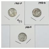 1943 P-D-S  Mercury Dimes